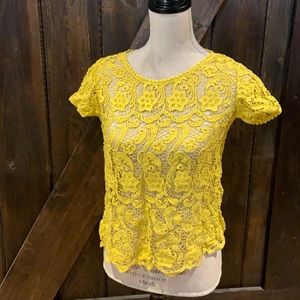 Joie knit yellow floral short sleeve top